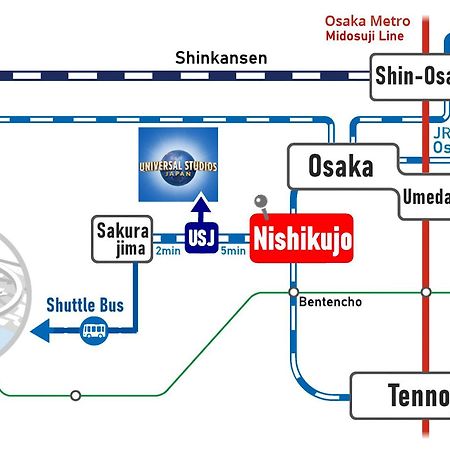 Usj 2 Stops, Umeda&Dotonbori 8Mins, Ninja Style Sv1 Osaka Exterior foto